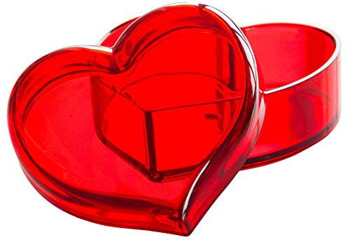 Solly's Clara - Contenedor en Forma de corazón de acrílico para Joyas, cosméticos - Caja de Regalo para niñas - Rojo