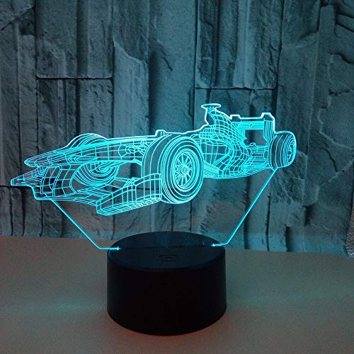 Solo 1 pieza Nuevo coche de carreras Lámpara de noche 3d Control remoto táctil colorido Lámpara de escritorio de mesa Led 3d Lámparas de mesa acrílicas creativas