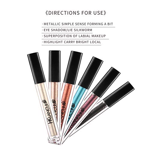 Sombra de ojos de Ruwhere duradera, brillante, líquida, resistente al agua, metálica, maquillaje de pigmentos 6 Colores (2)