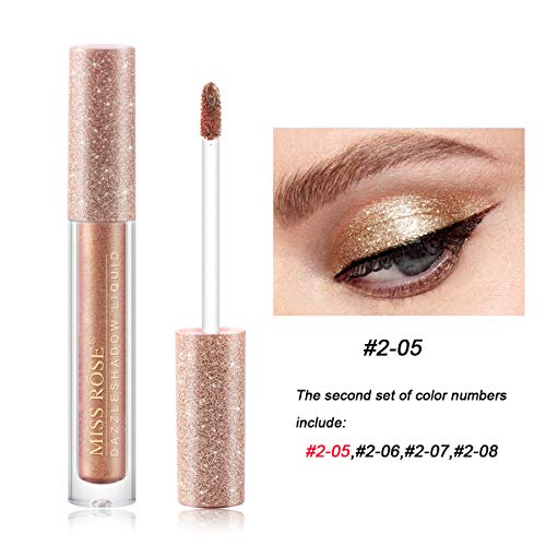 Sombra de ojos líquida con brillo de 4 colores brillo metálico brillo duradero resistente Waterproof maquillaje de alto pigmento líquido conjunto para fiesta celebración de bodas Eyeshadow (02)