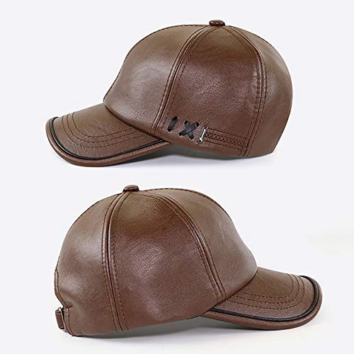 Sombrero de Felpa Gorra de béisbol de Cuero cálido Gorra Salvaje de Moda Sombreros para Hombres otoño e Invierno al Aire Libre