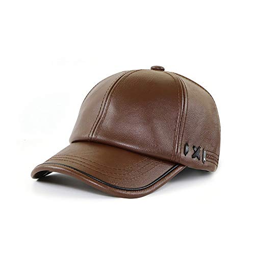Sombrero de Felpa Gorra de béisbol de Cuero cálido Gorra Salvaje de Moda Sombreros para Hombres otoño e Invierno al Aire Libre