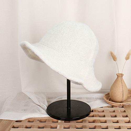 Sombrero de Lana Moda Femenina Elegante Sombrero Top francés francés Gorra Casual cálida Cuenca Gorro Blanco Leche M (56-58cm)