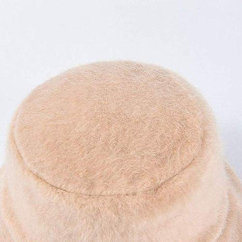 Sombrero De Moda Gorro De Pescador Cálido Y Grueso De Invierno Color Sólido Wide Drim Faux Velvet Sombrero De Cubo Holgado Portátil