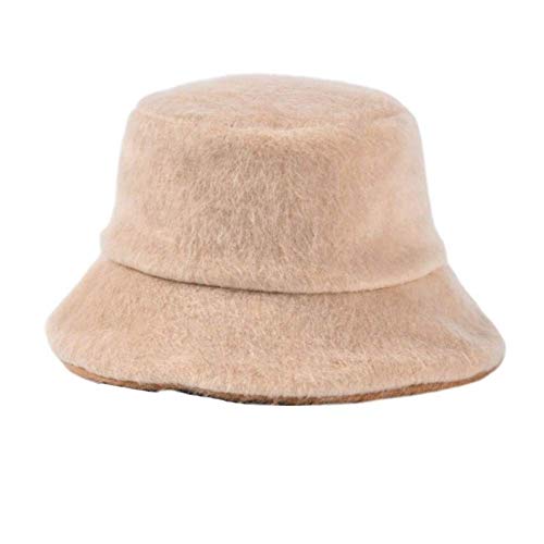 Sombrero De Moda Gorro De Pescador Cálido Y Grueso De Invierno Color Sólido Wide Drim Faux Velvet Sombrero De Cubo Holgado Portátil