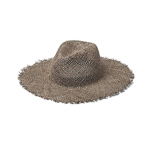 Sombrero de Paja para Mujeres Tejido a Mano Sombrero para el Sol Sombras de Algas Sombrero para el Sol Vaqueros Sombrero Sombrero Sombrero de Borla Viaje de Verano M.J.ZUR