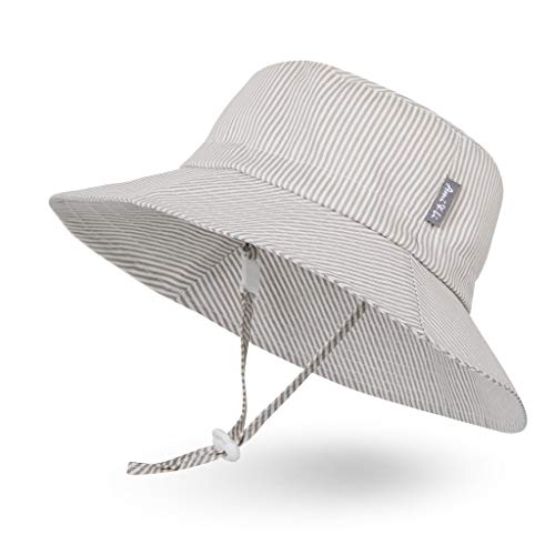Sombrero de Sol para Bebé Niña Niño Infantil Niños Pequeños Unisexo Ajustable Sombrero Bob Protección Solar UPF 50-S:Rayas Marrones