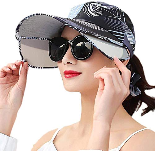 Sombrero Solo para Mujer Verano al Aire Libre Protector Solar de Borde Grande Sombrero para el Sol Salvaje Vacío Superior Sombrero de ala Grande extraíble Púrpura Algodón Poliéster 56-58 cm