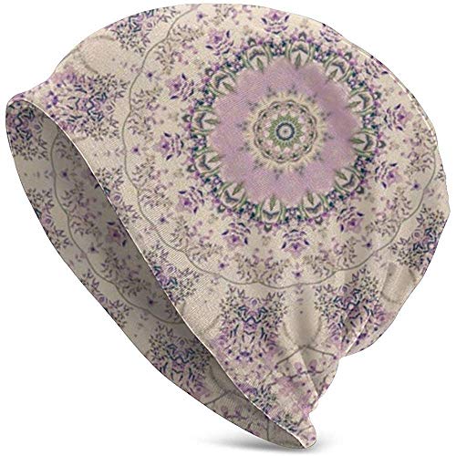 Sombreros con diseño de mandala, color crema y lavanda, suave, holgado, calavera, para hombres y mujeres