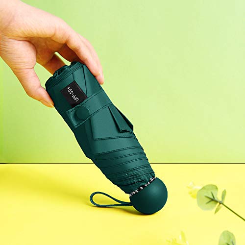 Sombrilla para Mujer Lluvia y Lluvia Paraguas de Doble Uso, protección Solar Plegable de Bolsillo y protección UV, Ultraligero 50% de Descuento Paraguas portátil Compacto Plegable Verde