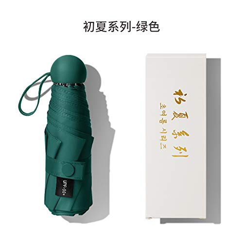 Sombrilla para Mujer Lluvia y Lluvia Paraguas de Doble Uso, protección Solar Plegable de Bolsillo y protección UV, Ultraligero 50% de Descuento Paraguas portátil Compacto Plegable Verde