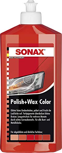 Sonax 02964000-544 Polish & Wax Color Nanopro Cera para Coche, Rojo, 500 ml