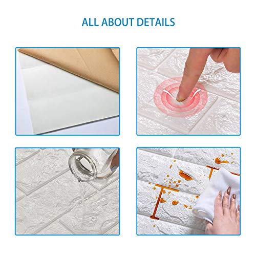 Soontrans Papel Pintado de Pared 3D Ladrillo Empapelado Pegatina Mural Autoadhesivo Decorativos Extraíble Impermeable para Hogar Cocina Salón Moderna TV Decor (77 cm x 70 cm)(10ps, Gris)