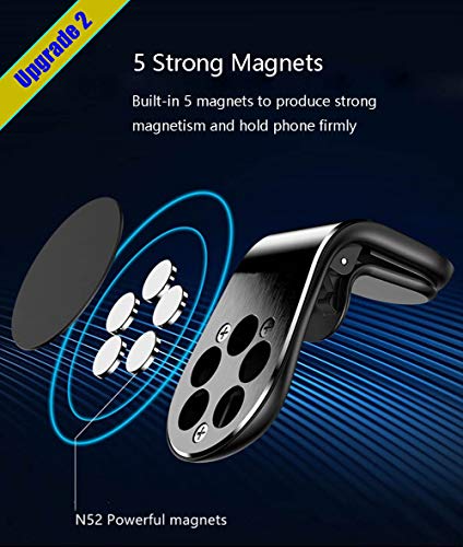 Soporte Movil Coche Magnético Rejillas del Aire Soporte Teléfono Coche Universal, para iPhone Xs/Xs Max/XR/X / 8/8 Plus / 7/7 Plus, Galaxy S10 / S10+ / S9 / S9+ Huawei P30 Pro P9 P10 and More (Negro)
