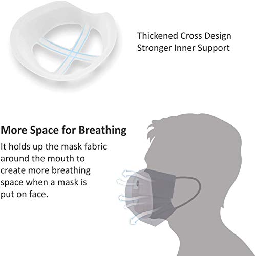 Soportes 3D para Mascaras Marco Interior de Máscara Silicona para Respiración Cómoda Soporte de Protección para Pintalabios Lavable y Reutilizable, 10 piezas