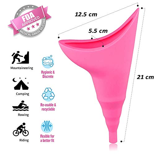 SOULBEST Dispositivo Urinario Portátil Feminino - para Orinar de Pie Equipo de Urinación Orinal Portátil para Mujer Acampa Viaje Camping Senderismo Servicios Baños Sanitarios Públicos (Rosa)