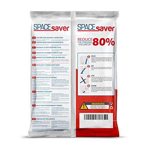 SPACESAVER Bolsas de Almacenamiento al vacío con Bomba de Mano, tamaño Grande, Paquete de 5