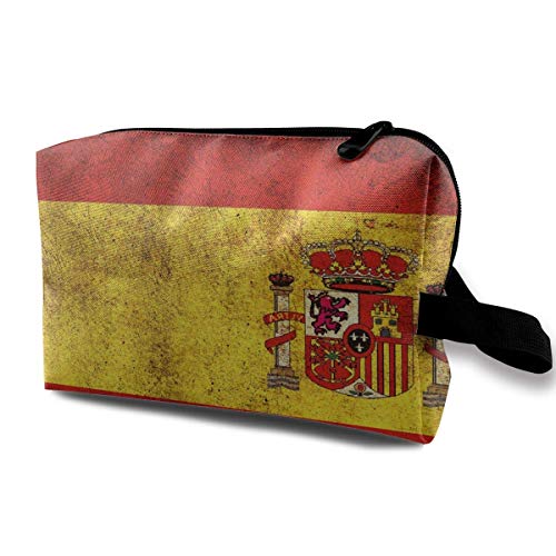 Spain Vintage Flag Small Cosmetic Bags Travel Makeup Bag Fashionable Organizer For Women Girls
