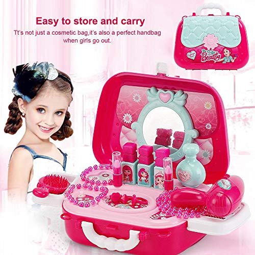 SPECOOL Maletin De Maquillaje Niñas Juguete, Belleza y Peluqueria Juego de rol Bandolera Maletin De Belleza y peluqueria Juguete de Joyería Set con Accesorios para Princesa Niños
