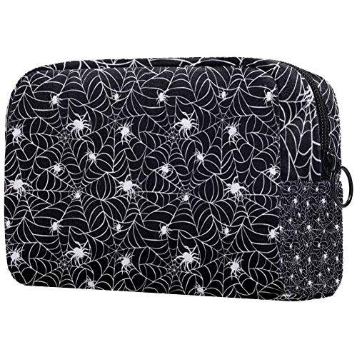 Spiders Web - Bolsa de maquillaje para maquillaje, color blanco y negro