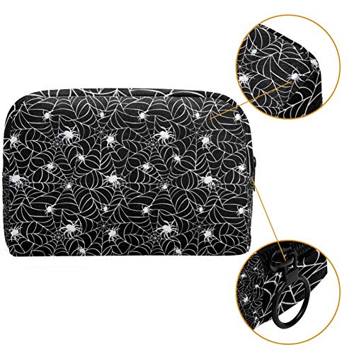 Spiders Web - Bolsa de maquillaje para maquillaje, color blanco y negro