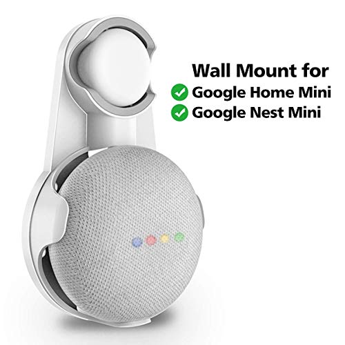 SPORTLINK Socket Wall Mount Stand Hanger for Google Home Mini/Google Nest Mini (2nd Gen), Compact Holder Case Plug in Kitchen Bathroom Bedroom, Hides The Google Mini Cord (Blanco)