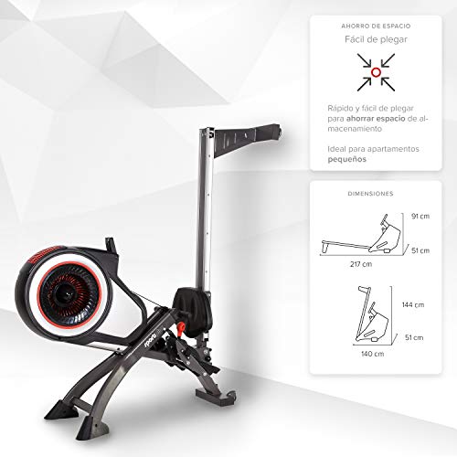 SportPlus Máquina de Remo Fitness para Uso Interior – Incluye Receptor de Ritmo Cardíaco de 5 kHz en de Remo – Máquina de Remo Plegable – Máx. Peso Usuario 150 Kg