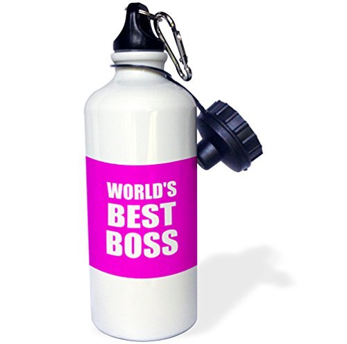 Sports Water Bottle Gift for Kids Girl Boy, Worlds Best Boss White On Hot Pink Great Design For Greatest Boss Stainless Steel Water Bottle for School Office Travel 21oz