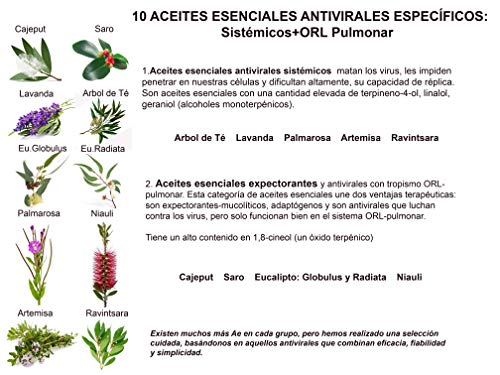 SPRAY ANTIVIRICO DESINFECTANTE 250ML 100% Natural 10 Aceites Esenciales. Limpiador Hidroalcohólico, piel, mascarillas, textil, superficies y aparatología