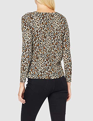 Springfield 5.0.Franq.Animal Print Camiseta, Beige (Beige 98), Small (Tamaño del Fabricante: S) para Mujer
