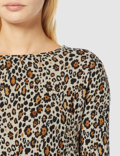 Springfield 5.0.Franq.Animal Print Camiseta, Beige (Beige 98), Small (Tamaño del Fabricante: S) para Mujer