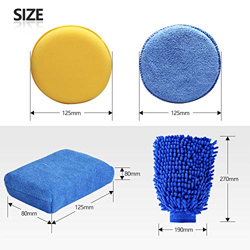 SPTA 19 Unids Auto Pulido y Encerado Manual Conjunto Exclusivo, Cera Esponja Microfibra Bloque De Cera Encerado Manija, Coche Almohadillas Esponja de Pulido Cera