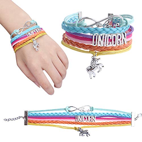 Standie Mochila con cordón para Unicorn Xmas Regalo para niñas Incluye Bolsa de Maquillaje Pulsera Collar Corbatas para el Cabello para favores de la Fiesta del Unicornio