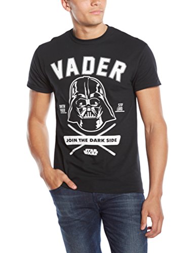 Star Wars Darth Vader Face Collegiate Camiseta Manga Corta, Negro, S para Hombre