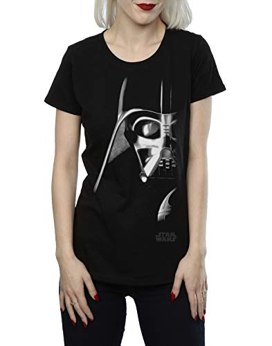 Star Wars mujer Darth Vader Face Camiseta Large Negro