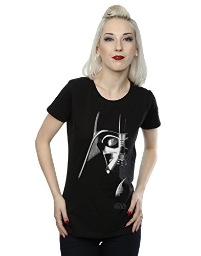 Star Wars mujer Darth Vader Face Camiseta Large Negro