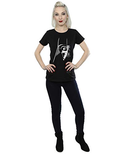 Star Wars mujer Darth Vader Face Camiseta Large Negro