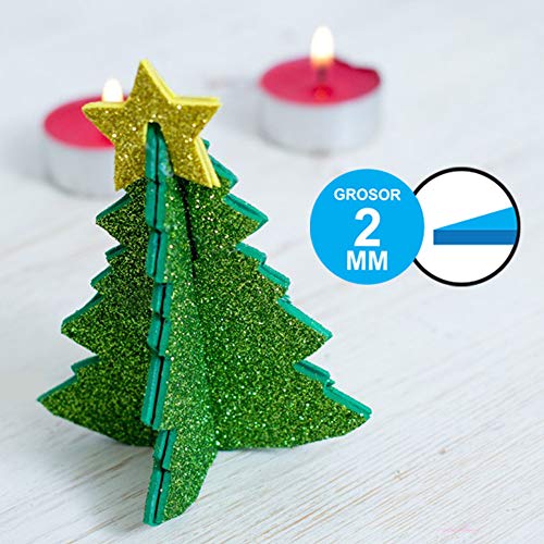 Starplast, Papel Goma Eva, Papel Foamy, Papel Decorativo, Pack de 6 Láminas, Con Adhesivo, Purpurina, Liso, Aprox A4, 20x30cm, Hojas de Espuma EVA para Decorar y Manualidades, Etc. Colores Surtidos