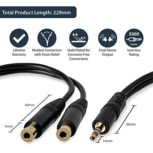 StarTech MUY1MFF - Cable de Audio Divisor (3.5 mm, 15 cm), Negro