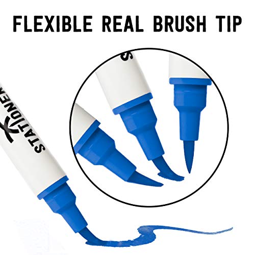 Stationery Island Brush Pens Set de 24 Colores Esenciales + 1 Pincel Aqua - Set de Rotuladores Acuarela Punta Pincel Rellenables. Ideal para Caligrafía, Bullet Journal, Fabricar Tarjetas y Colorear
