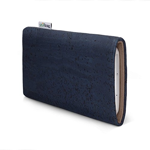 stilbag Funda para teléfono móvil Vigo para Xiaomi Mi Note 10 Pro | Bolsa para Celular Smartphone Made in Germany | Corcho Azul Vaquero, Fieltro de Lana de Avellana