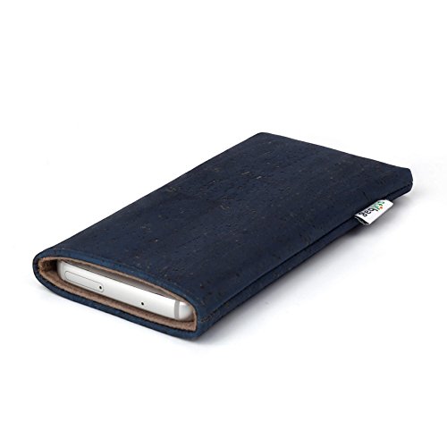 stilbag Funda para teléfono móvil Vigo para Xiaomi Mi Note 10 Pro | Bolsa para Celular Smartphone Made in Germany | Corcho Azul Vaquero, Fieltro de Lana de Avellana