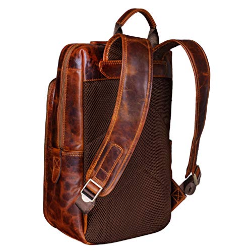 STILORD 'Johnson' Mochila de Negocios Cuero Mochila Portatil 13,3 Pulgadas Mochilas Viaje Grande Daypack Estilo Vintage de Piel, Color:Kara - Cognac