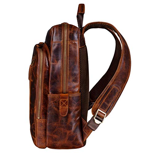 STILORD 'Johnson' Mochila de Negocios Cuero Mochila Portatil 13,3 Pulgadas Mochilas Viaje Grande Daypack Estilo Vintage de Piel, Color:Kara - Cognac