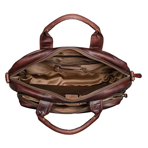 STILORD 'Madrid' Maletín de Cuero Vintage Hombre Mujer Grande Maletín Portátil 15.6 Pulgadas A4 Bolso Trabajo con Correa Trolley Maletín, Color:Cognac marrón Oscuro