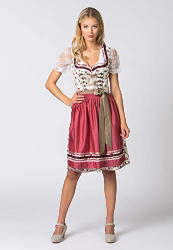Stockerpoint Dirndl Isadora Vestido para ocasión Especial, Crema Fucsia, 48 para Mujer