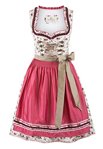 Stockerpoint Dirndl Isadora Vestido para ocasión Especial, Crema Fucsia, 48 para Mujer