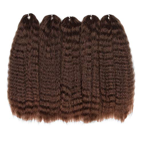 Style Icon Yaki recta texturizada 50,8 cm de pelo de ganchillo 5 paquetes de onda natural larga Kanekalon fibra ondulada trenza para mujeres negras ajuste de agua caliente (20 pulgadas, SOM30/33)