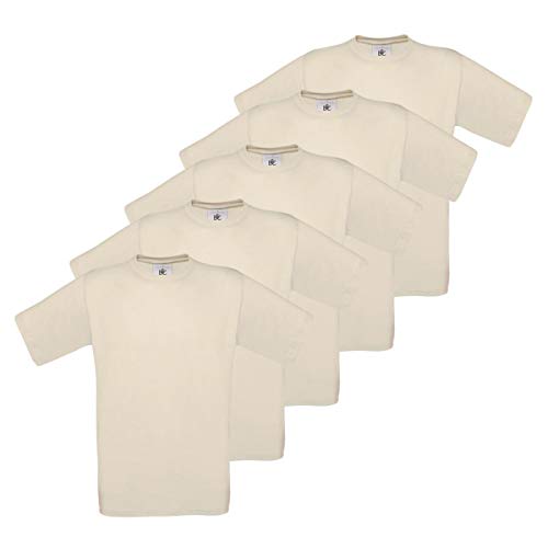 Style It Up Paquete de 5 Camisetas básicas Lisas multicompra – 100% algodón Paquete de 5 – Arena S