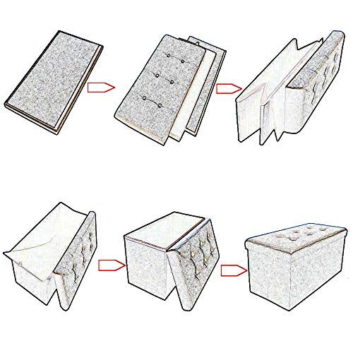 Stylehome Asiento de banco, caja con espacio de almacenamiento plegable, soporta hasta 300 kg, piel sintética, 38 x 38 x 38 cm, piel sintética, blanco roto, 38 x 38 x 38 cm